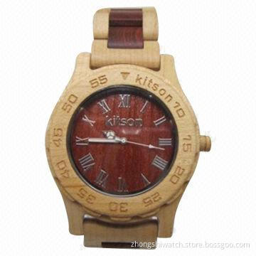Bewell's Wooden Wristwatches with Hard Mineral Glass, Natural Sandalwood Band and 1 Year Warrant